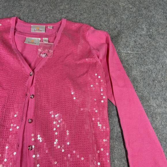 Quacker Factory Sweater Womens Medium Hot Pink Sequin Cardigan And Tank - Picture 5 of 11